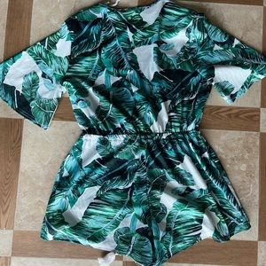 SHEIN Green leaf romper